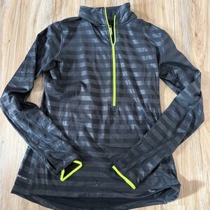 Nike Black and Neon Green Striped Sweatshirt